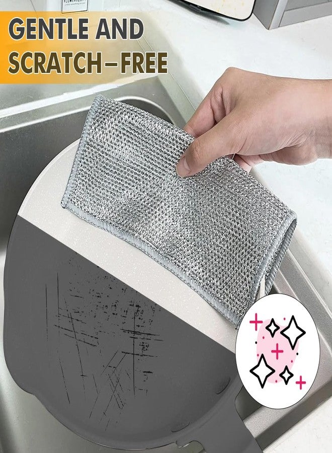 BD Prime Ventures Wire Cleaning Cloths, 10-Pack Multipurpose Dishwashing Rags, Reusable Kitchen Scrubber, Effective Dishcloth Rag for Cookware (Silver) - Image 5